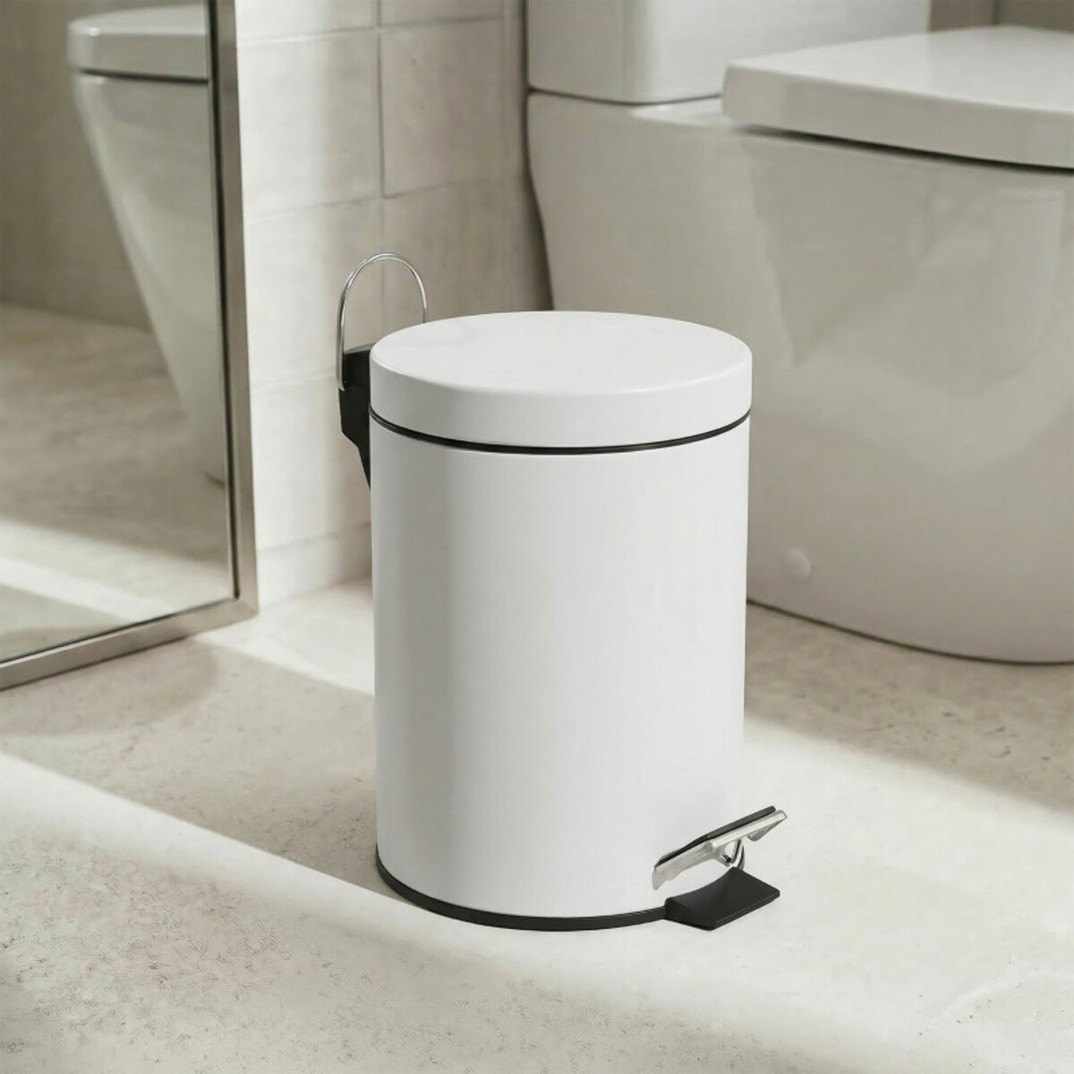 Poubelle à pédale Inox 5L Blanc MSV