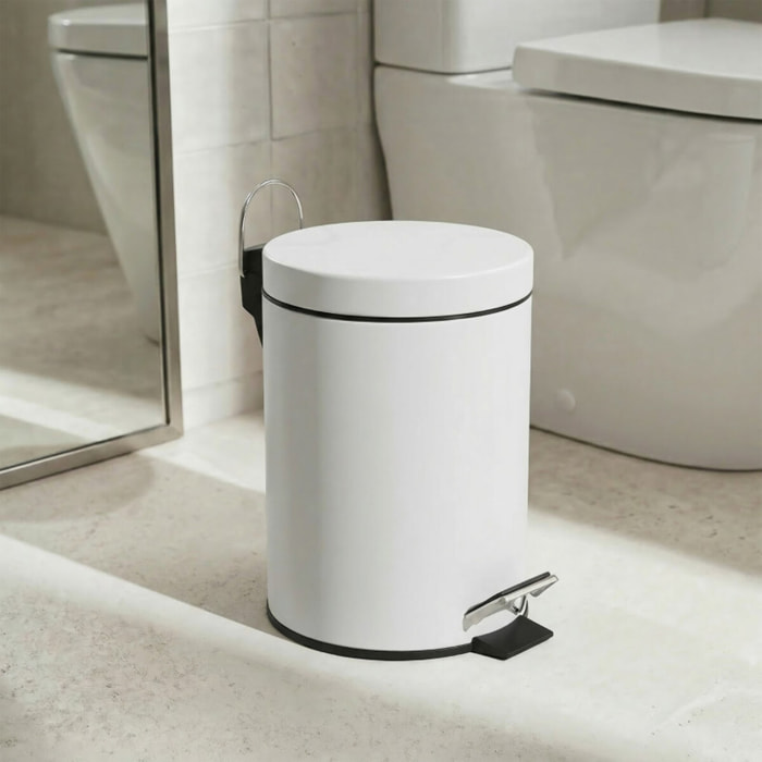 Poubelle à pédale Inox 5L Blanc MSV