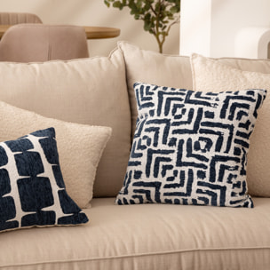 Housse de coussin Jeni chenille bleu égéen 40x40cm
