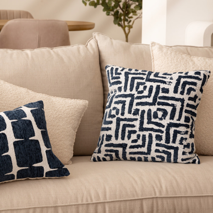 Housse de coussin Jeni chenille bleu égéen 40x40cm