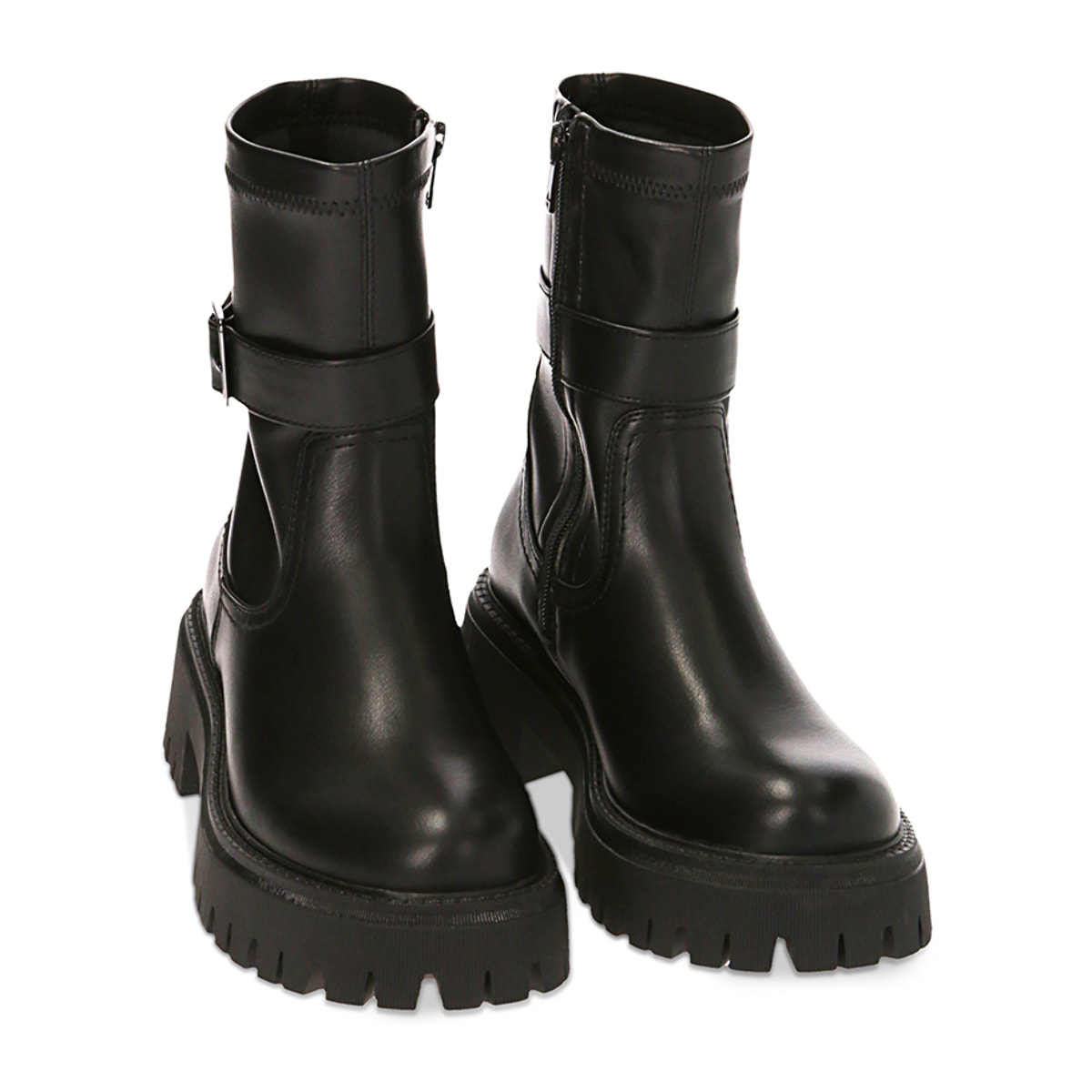 Botines de ciclista negros suaves, tacón de 5,5 cm
