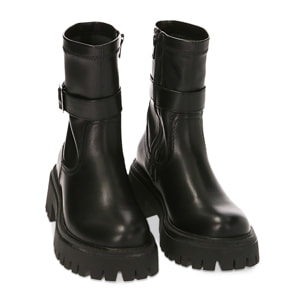 Botines de ciclista negros suaves, tacón de 5,5 cm