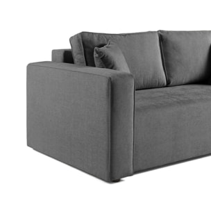 Topaze - canapé droit 2 places - en tissu - Gris foncé