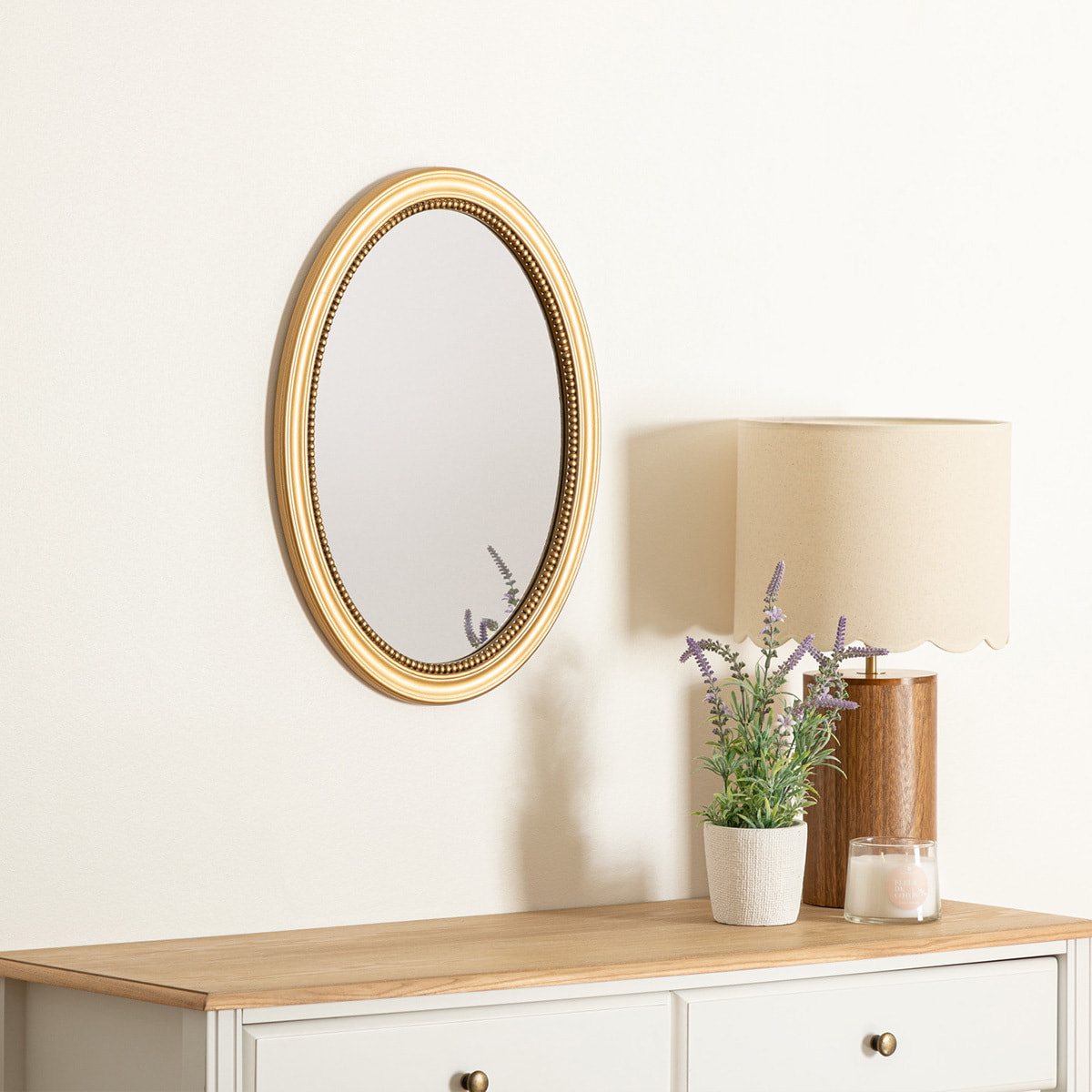 Miroir rond moulure "Victoria" 53x40cm or