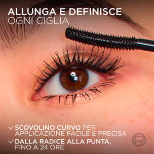 Mascara Allungante Nero Telescopic Extensionist con Scovolino Curvo Modellante per Ciglia Definite e Incurvate