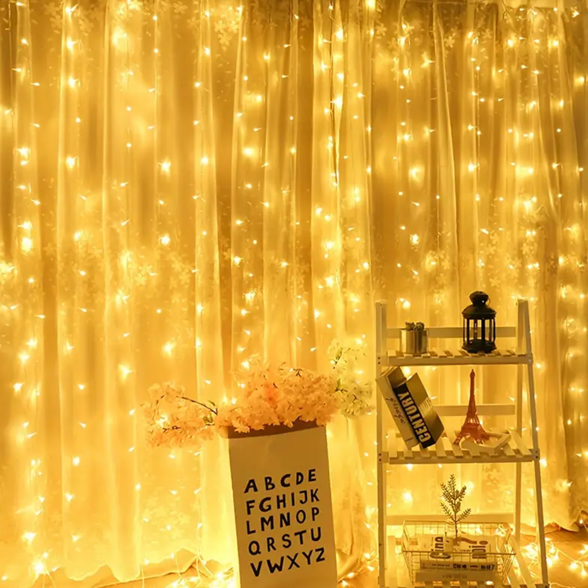 Guirnalda de luces led blanco cálido y extra cálido con controlador de 8 funciones y temporizador