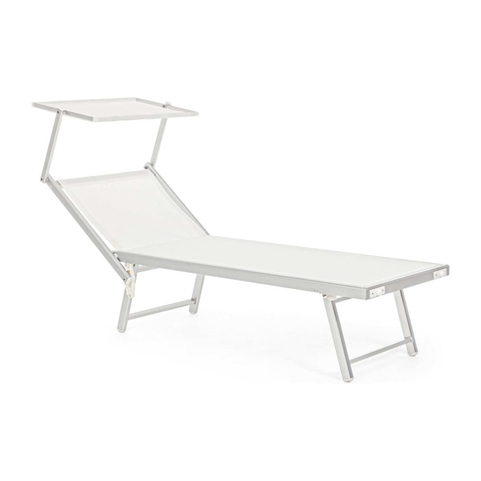 Set di 2 lettini prendisole TURQUETA in alluminio e textilene bianco, pieghevole