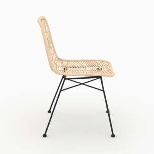 Lot de 2 chaises en rotin naturel et pieds en métal - Tamara