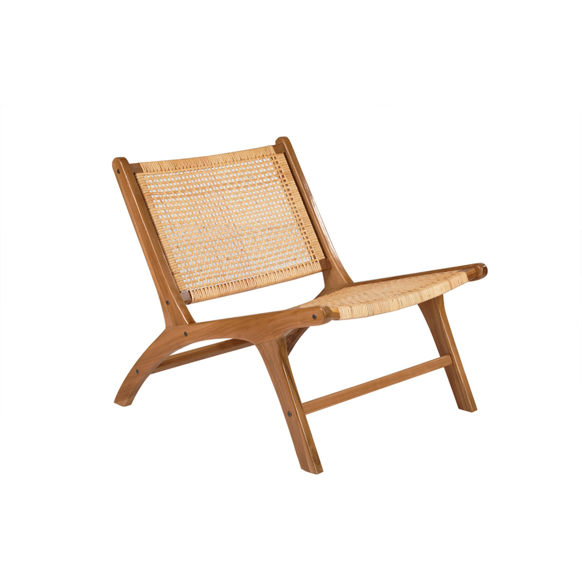 Fauteuil ethnique en bois teck massif et cannage en rotin naturel HAMMA