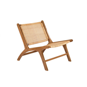 Fauteuil ethnique en bois teck massif et cannage en rotin naturel HAMMA