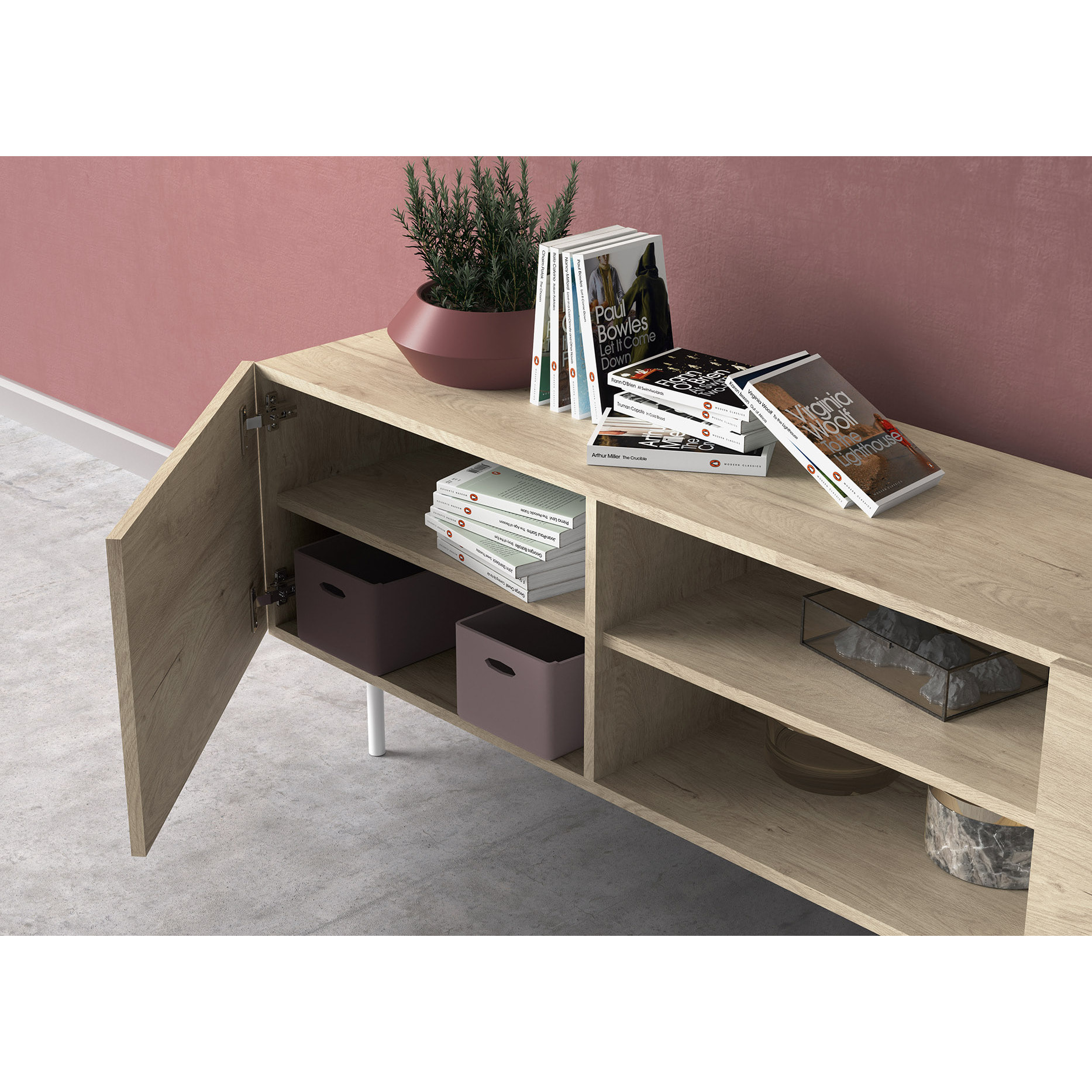 Bajo tv Printed roble claro 52x180x44 cm