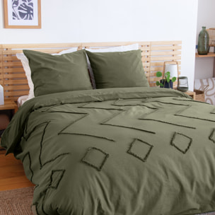 Parure housse de couette coton vert
