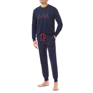 Pijama largo azul marino