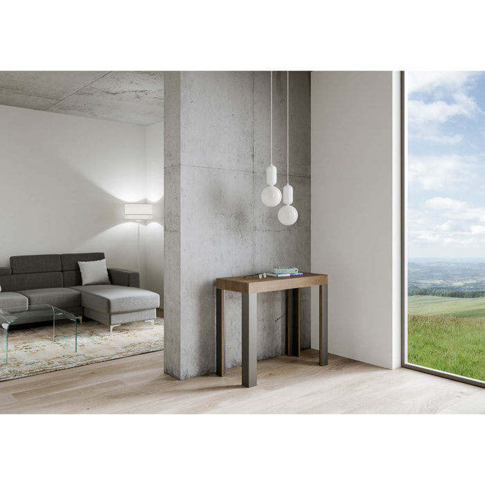 Consolle allungabile 90x40/300 cm Linea Noce telaio Antracite.