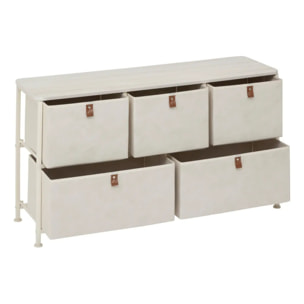 Commode basse Tissa beige 5 tiroirs