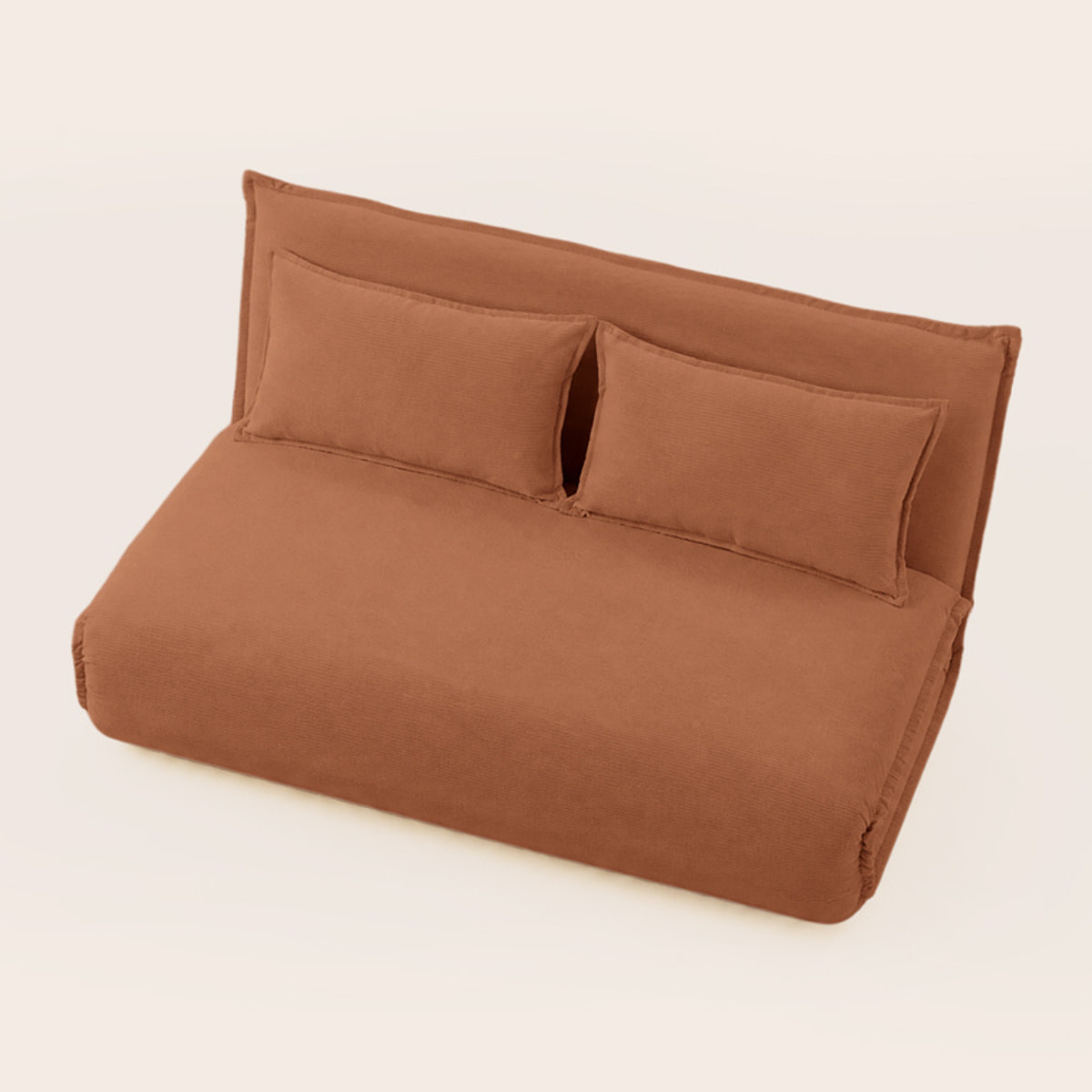 Candice - Banquette 2 places convertible clic-clac en velours côtelé - Terracotta
