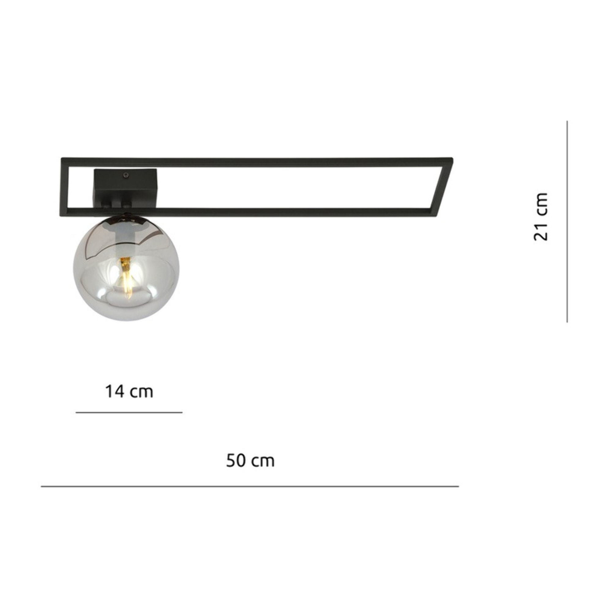 Lampada da soffitto Imago in acciaio nero e vetro grafite