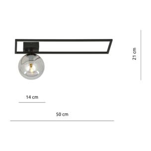 Lampada da soffitto Imago in acciaio nero e vetro grafite