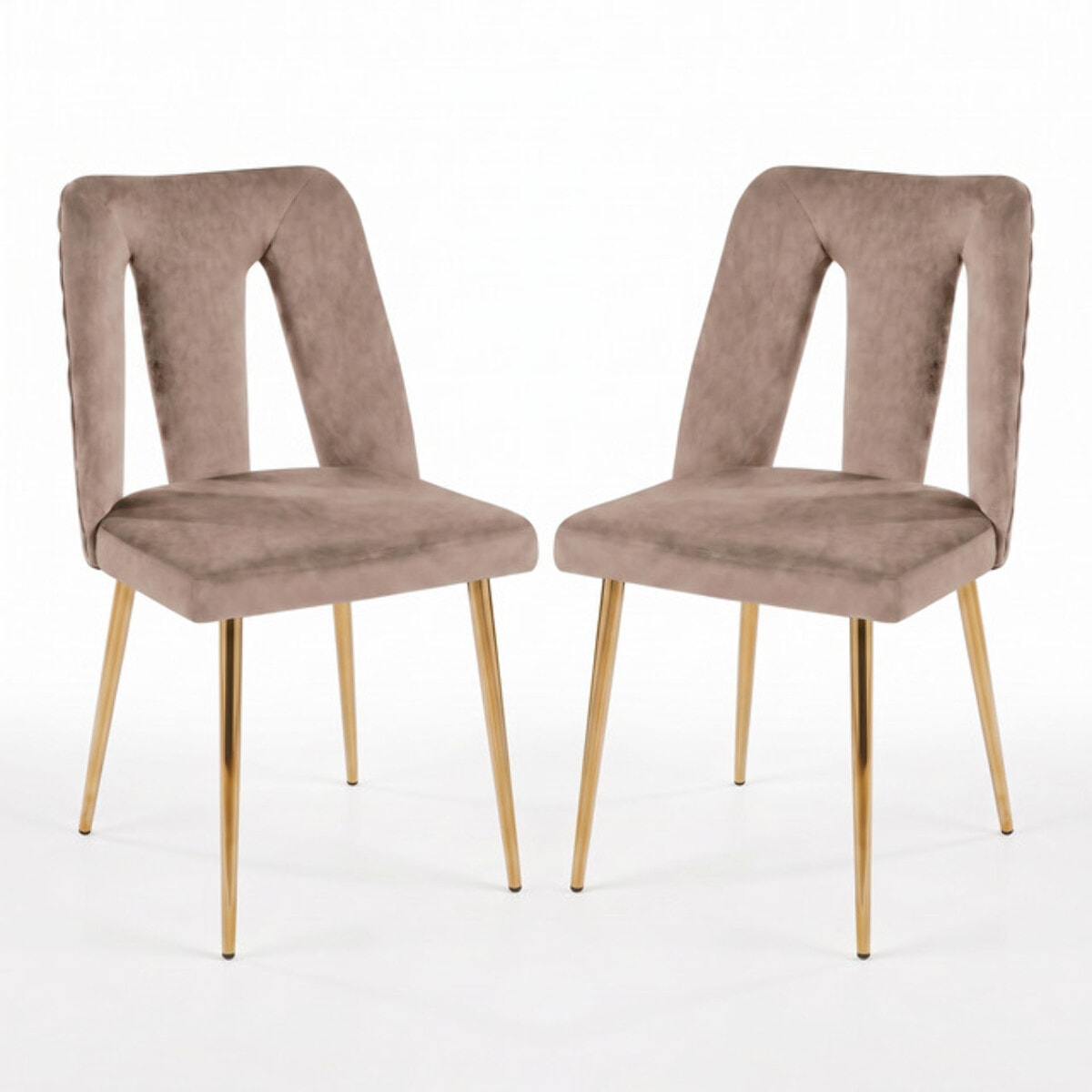 Sedia Imbottita in Effetto Velluto con Schienale Aperto e Gambe Oro, Design Moderno ed Elegante per Sala da Pranzo, Cucina, Soggiorno, Studio e Ufficio