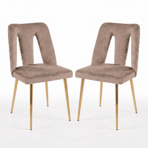 Sedia Imbottita in Effetto Velluto con Schienale Aperto e Gambe Oro, Design Moderno ed Elegante per Sala da Pranzo, Cucina, Soggiorno, Studio e Ufficio