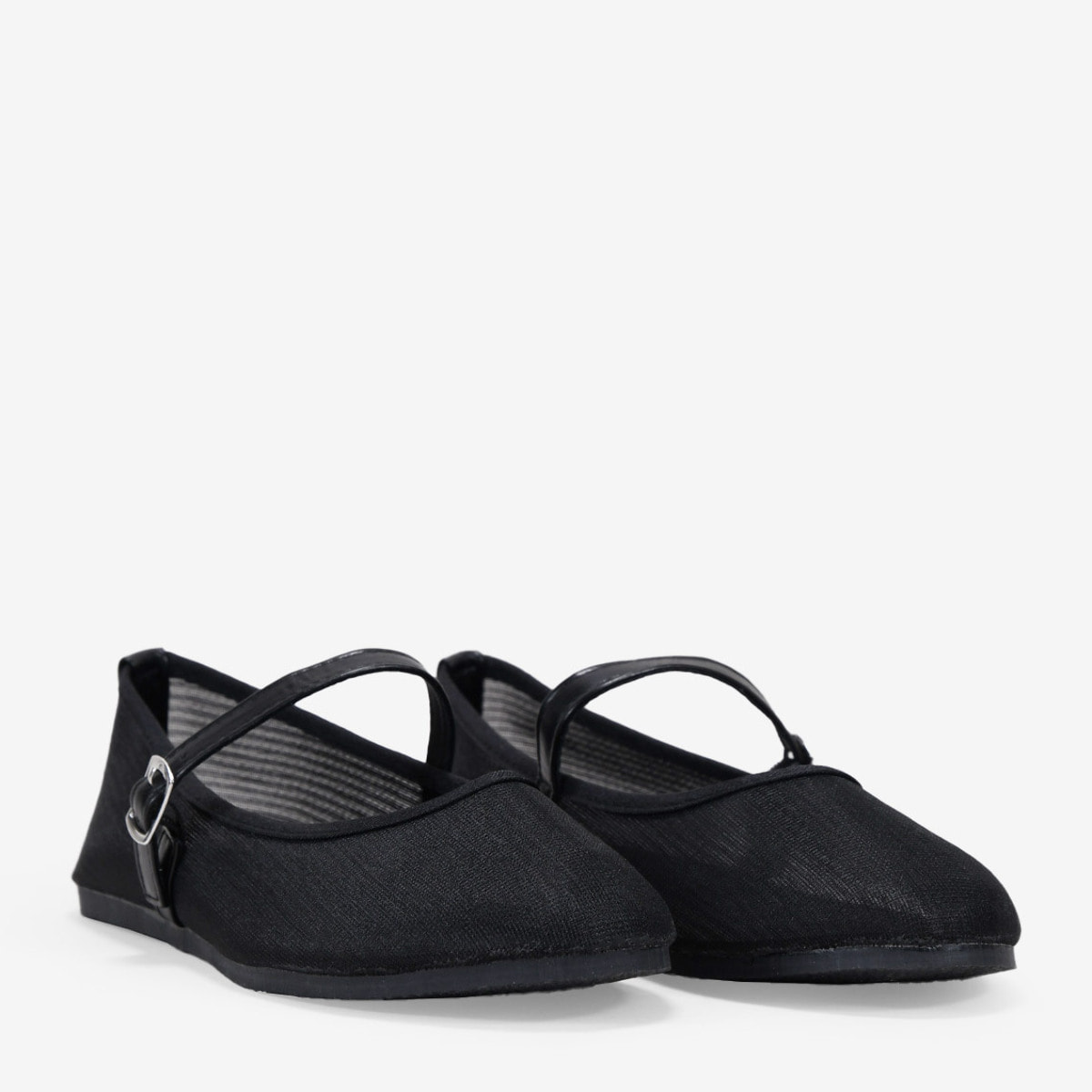 Bailarinas de malla negras con tira ajustable