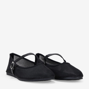 Bailarinas de malla negras con tira ajustable