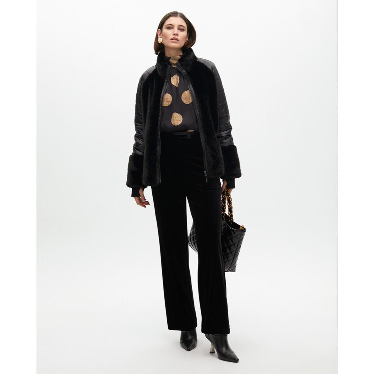 Cappotto combinato piume e pelliccia