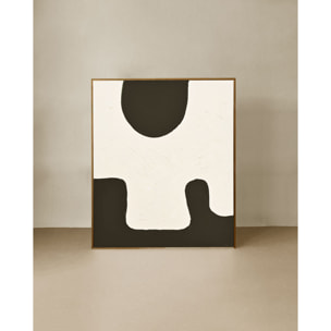 Tableau blanc et noir décoratif sur coton avec cadre en bois peint à la main à la peinture à l'huile en différentes tailles