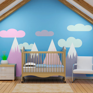 Stickers muraux enfants - Décoration chambre bébé - Autocollant Sticker mural géant enfant montagnes scandinaves SIMKA