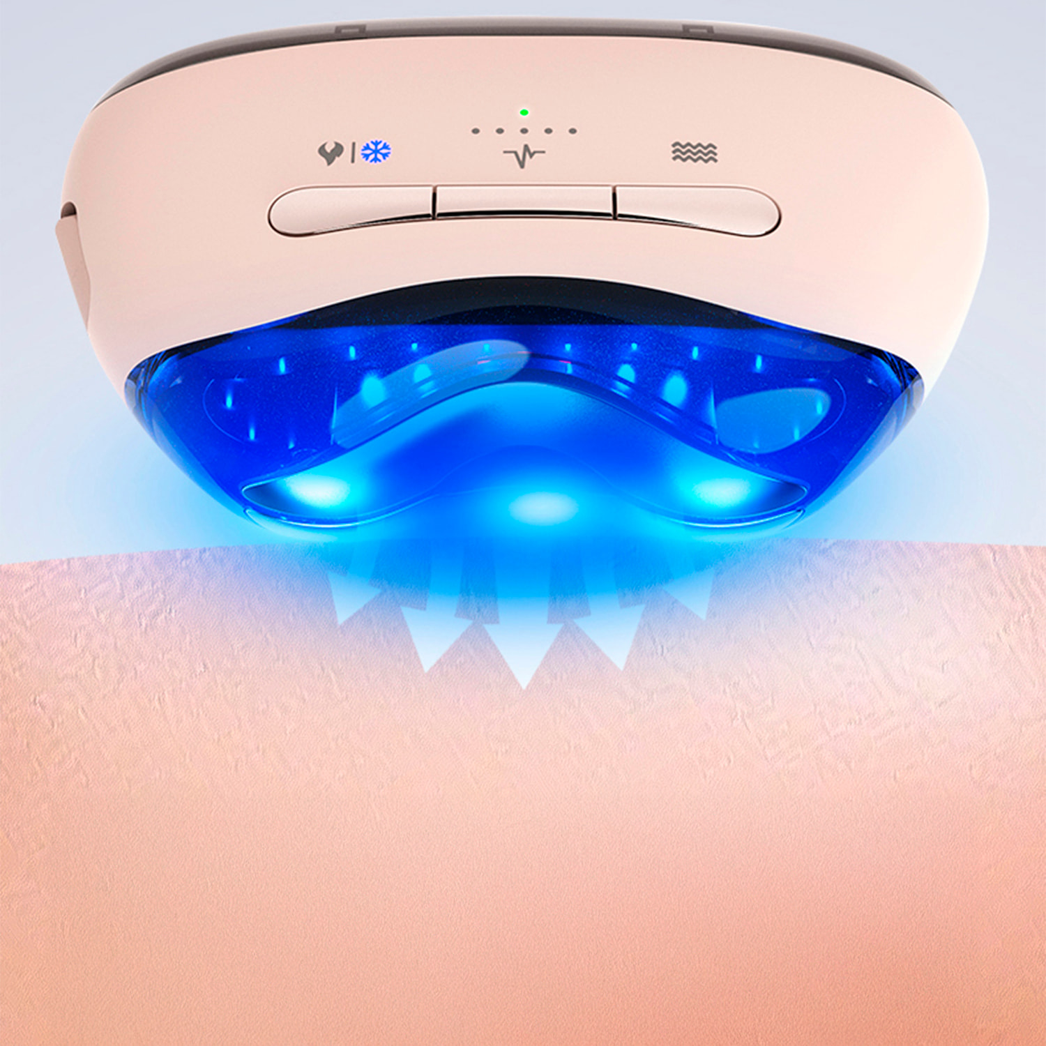 Dispositivo antietà con 6 modalità: calore, freddo, LED, laser, EMS e vibrazione.