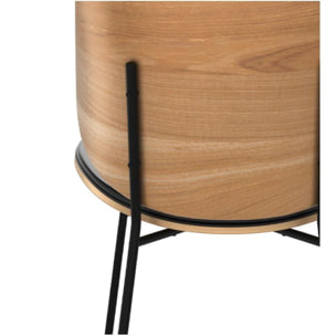 Chaise en bois foncé, PU noir et pieds en métal noir - Hector