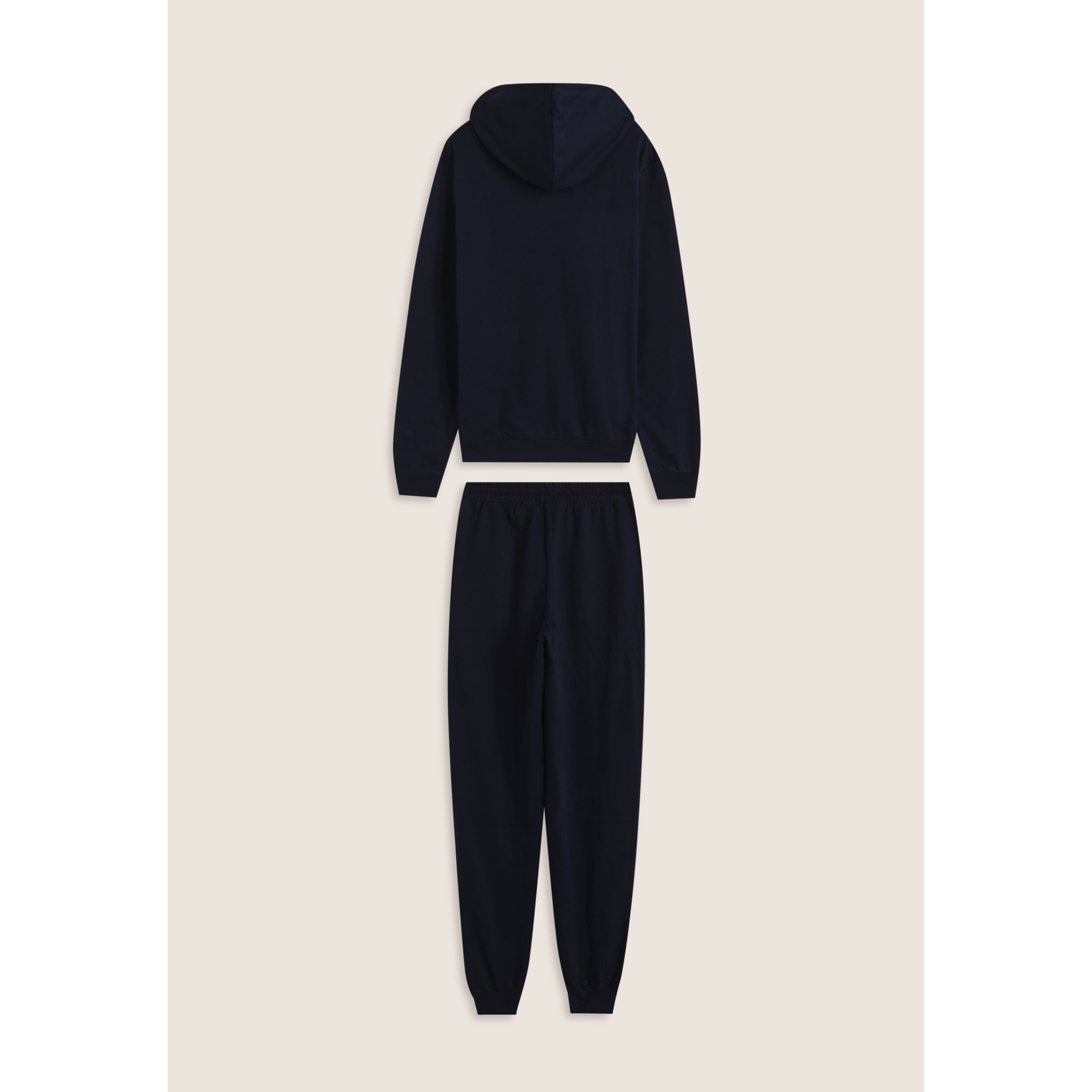 Tuta sportiva in cotone con felpa cappuccio e zip