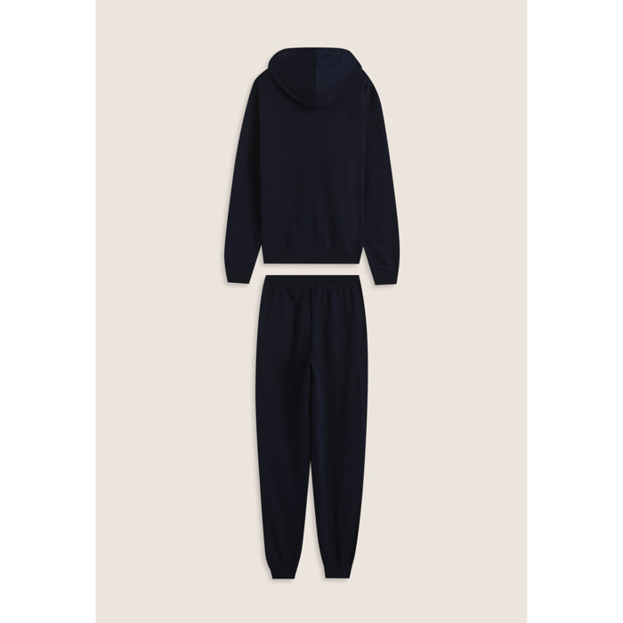 Tuta sportiva in cotone con felpa cappuccio e zip