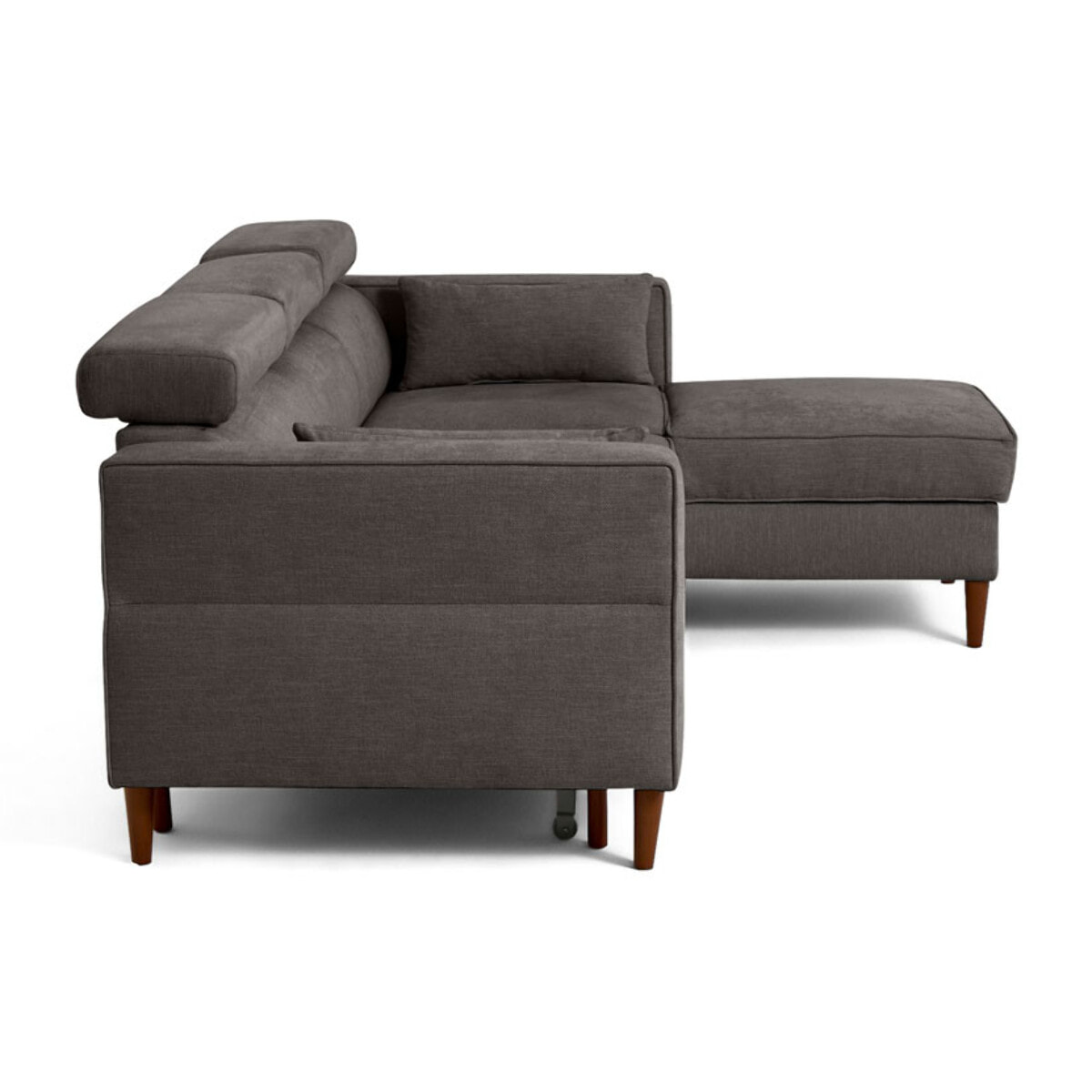 Alicante - canapé d'angle réversible convertible avec têtières - coffre - 4 places - en tissu texturé - Gris