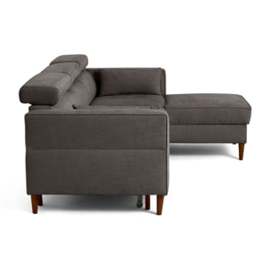 Alicante - canapé d'angle réversible convertible avec têtières - coffre - 4 places - en tissu texturé - Gris