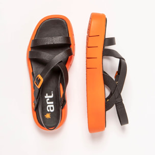 Sandalias 1853 NAPPA BLACK-ORANGE/ MALAGA color Black-orange
