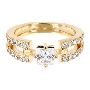 Anello Solitario Golden Doppio Filo con Cubic Zirconia