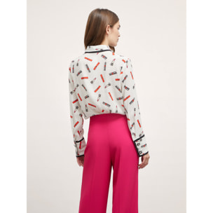 Motivi - Camisa con estampado lipstick - Blanco