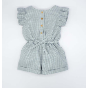 MONO DE VICHY MARINO CON ESPALDA CRUZADA, DELANTERO CON BOTONES Y LAZO