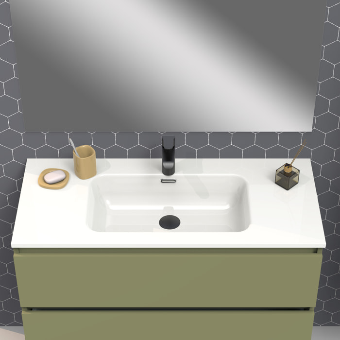 Conjunto de baño IRONA 2C, 100cm, incluye lavabo y espejo