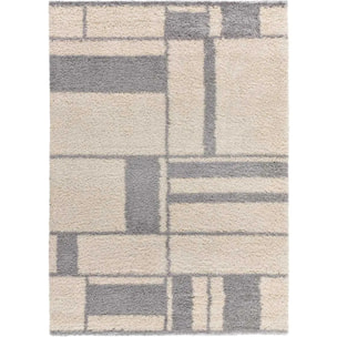 HELIA Alfombra shaggy geométrica en tonos beige y gris, varias medidas disponibles