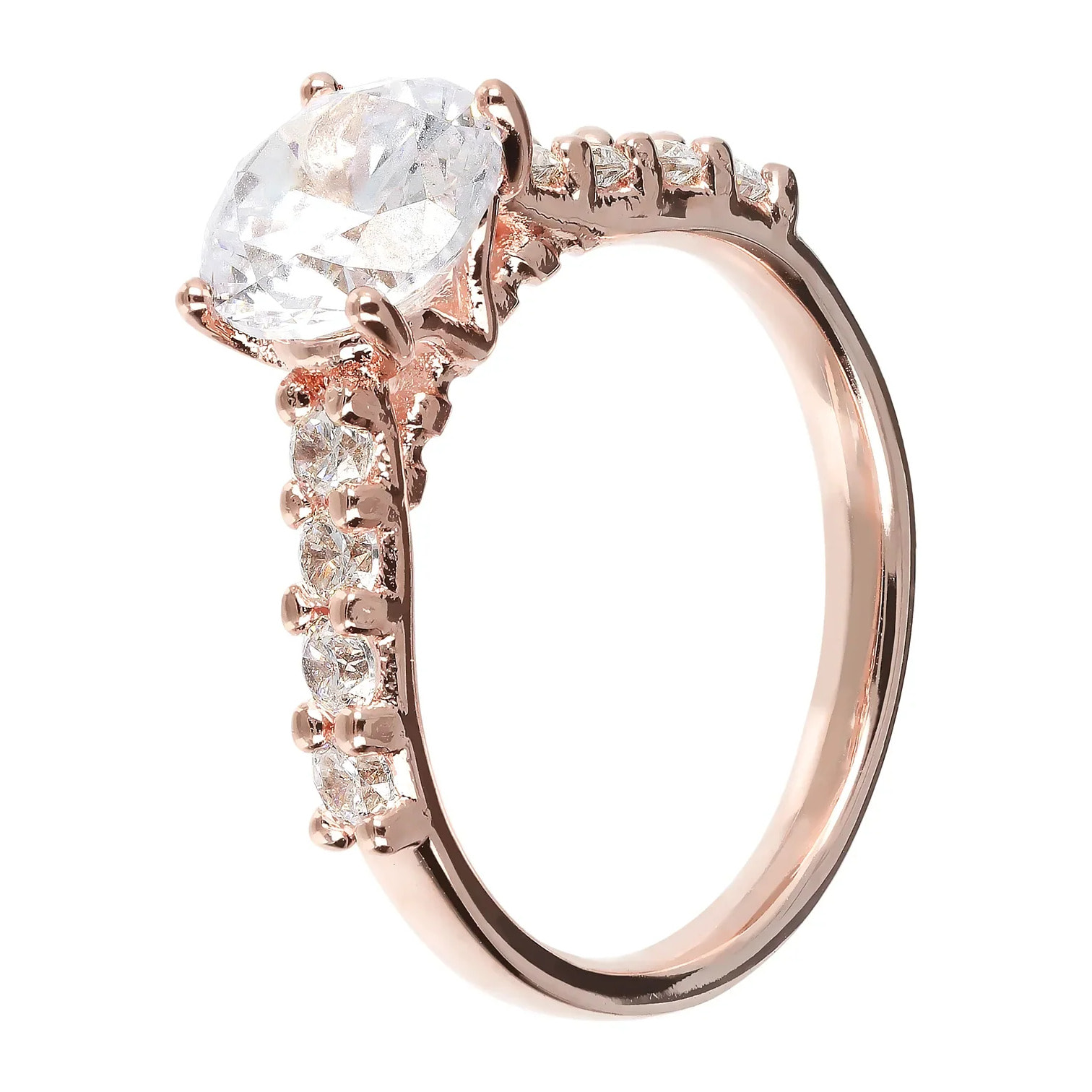 Anello Solitario con Riviera in Cubic Zirconia