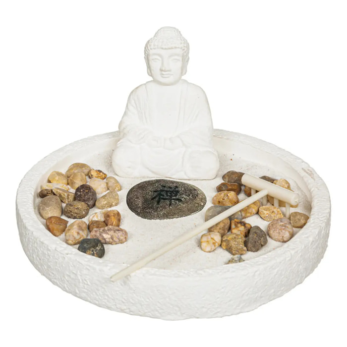 Jardin zen "Wasila" - ciment - blanc - D18 cm