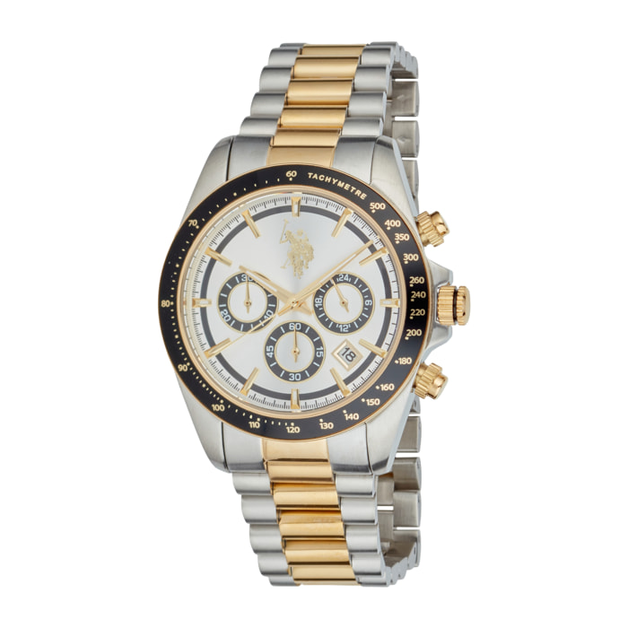 Cronografo U.S. Polo Assn. in acciaio inossidabile placcato oro giallo