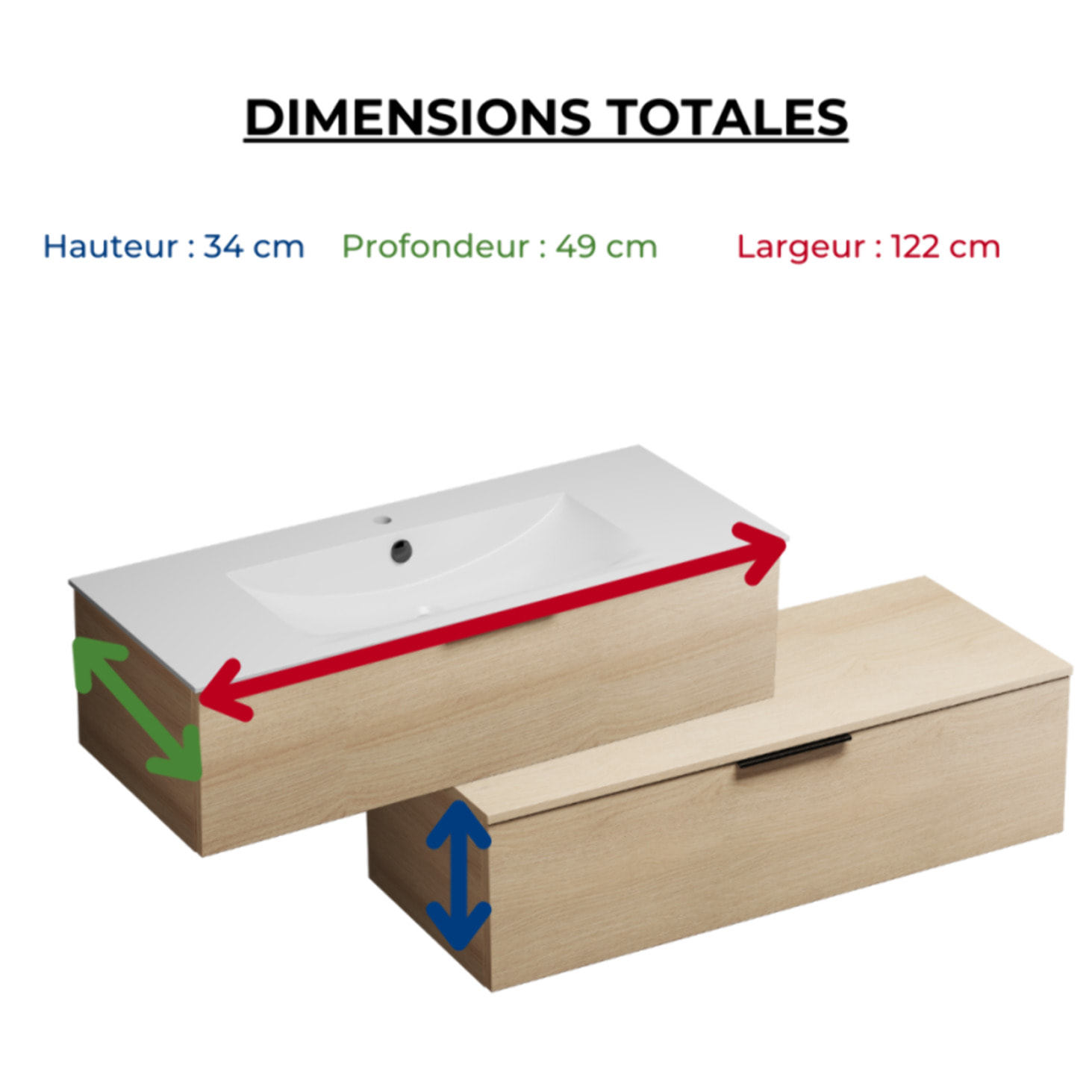 Meuble vasque 120 cm BURGBAD Olena en décalé chêne