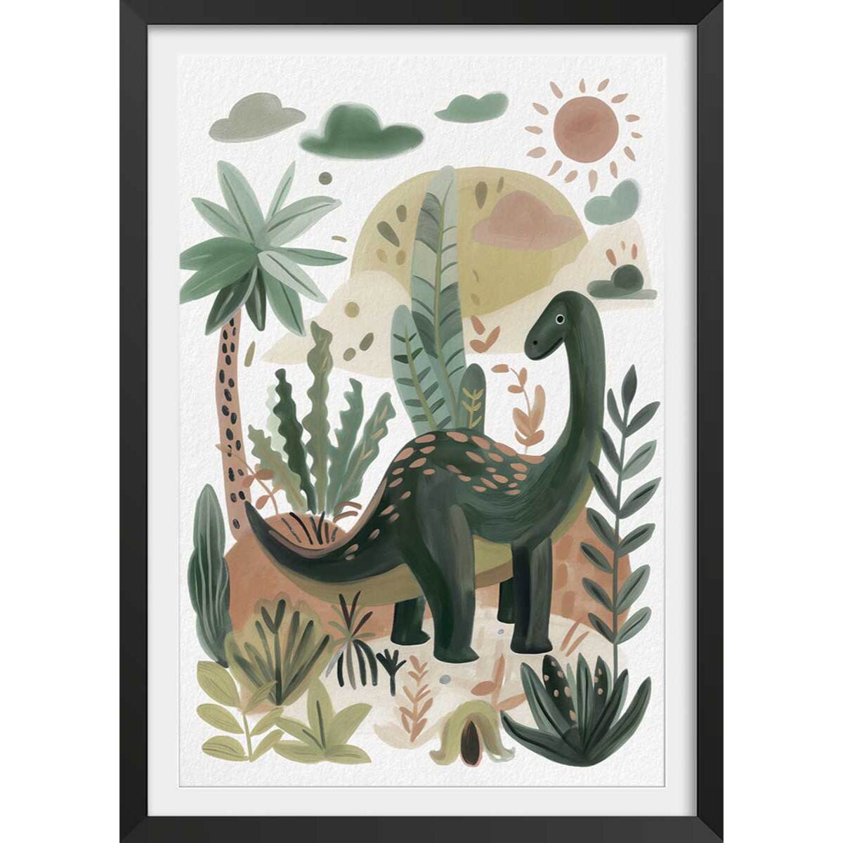 Affiche enfant le monde de coco dino  Affiche + cadre en bois - Noir