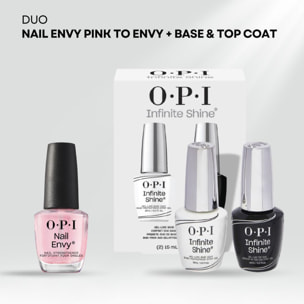 Duo Infinite Shine - Base et Top Coat Duo Pack - 30ml Nail Envy Pink to Envy - Fortifiant coloré pour ongles fragiles et endom