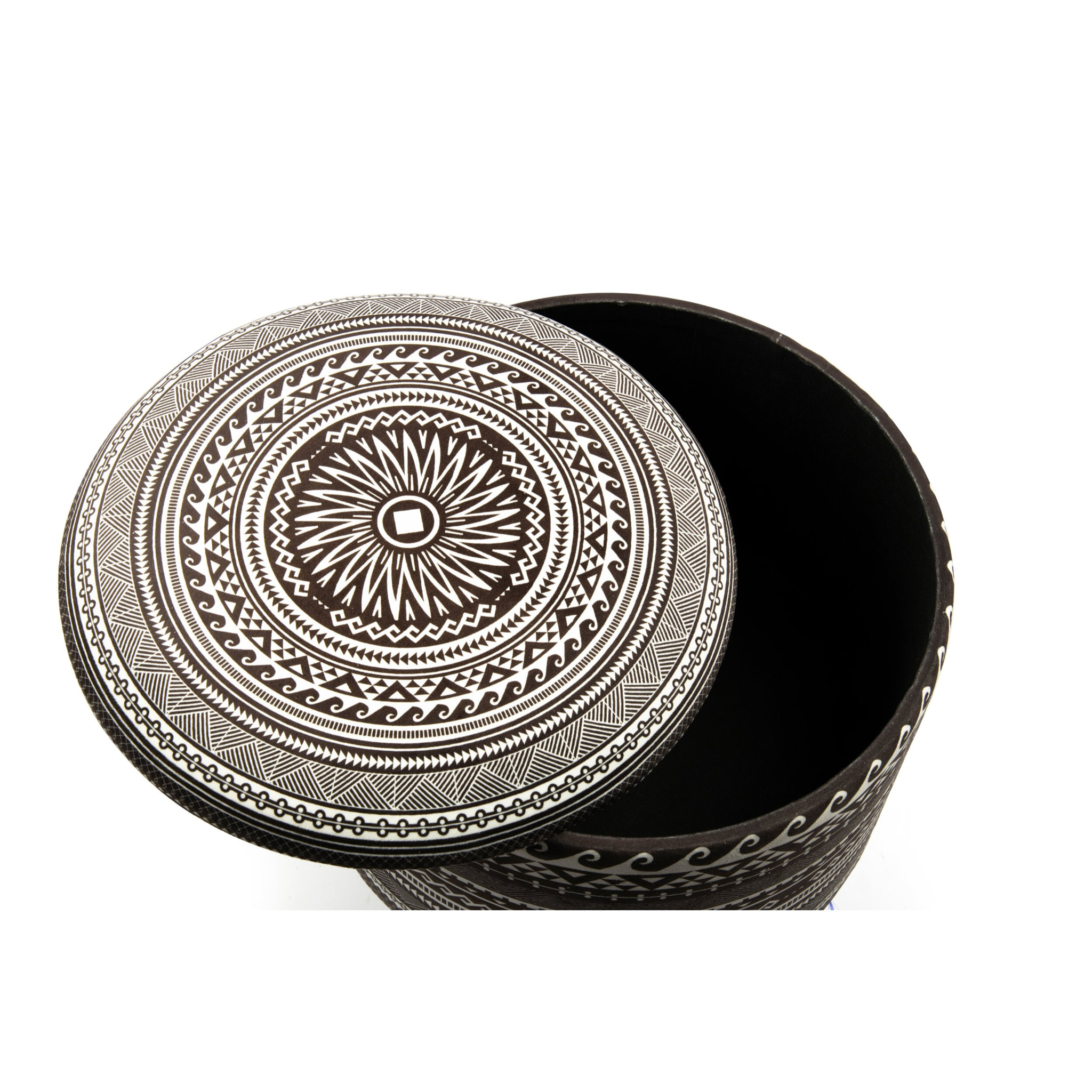 Pouf contenitore Excelsa Etnico in velluto e legno 38x38x45 cm multicolore