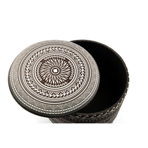 Pouf contenitore Excelsa Etnico in velluto e legno 38x38x45 cm multicolore