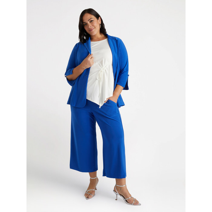 Fiorella Rubino - Pantalon large raccourci en jersey - Azul aciano